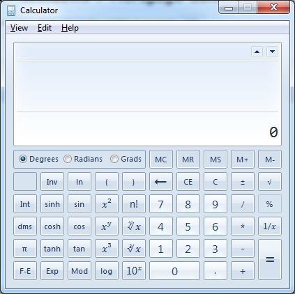 Windows 7 Calculator - Scientific