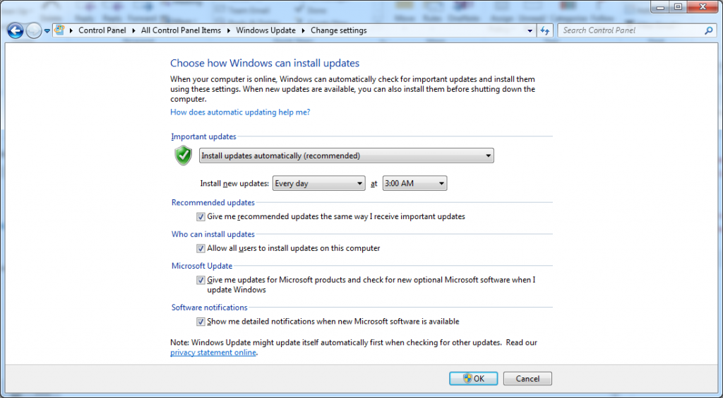 Windows Computer Repair - Windows Updates Settings